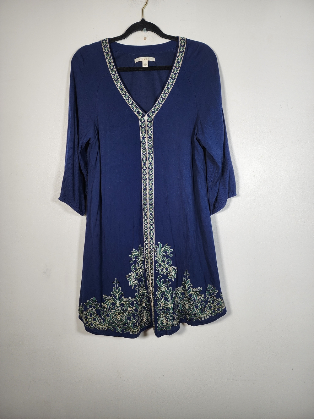 miami Navy Embroidered V-Neck Swim Coverup - Picture 3 of 6